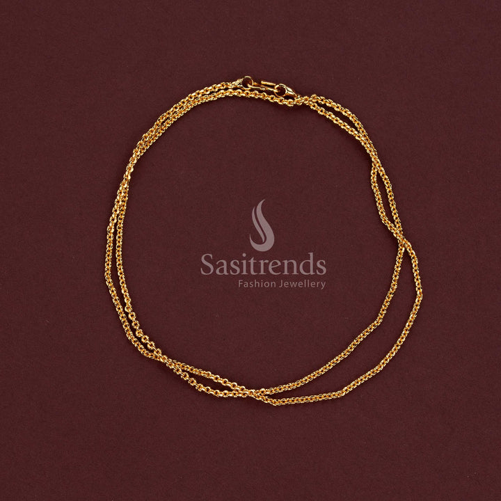 24k Micro Gold Plated Textured Linked Design 18-Inch Chain for Traditional & Everyday Wear - Sasitrends
