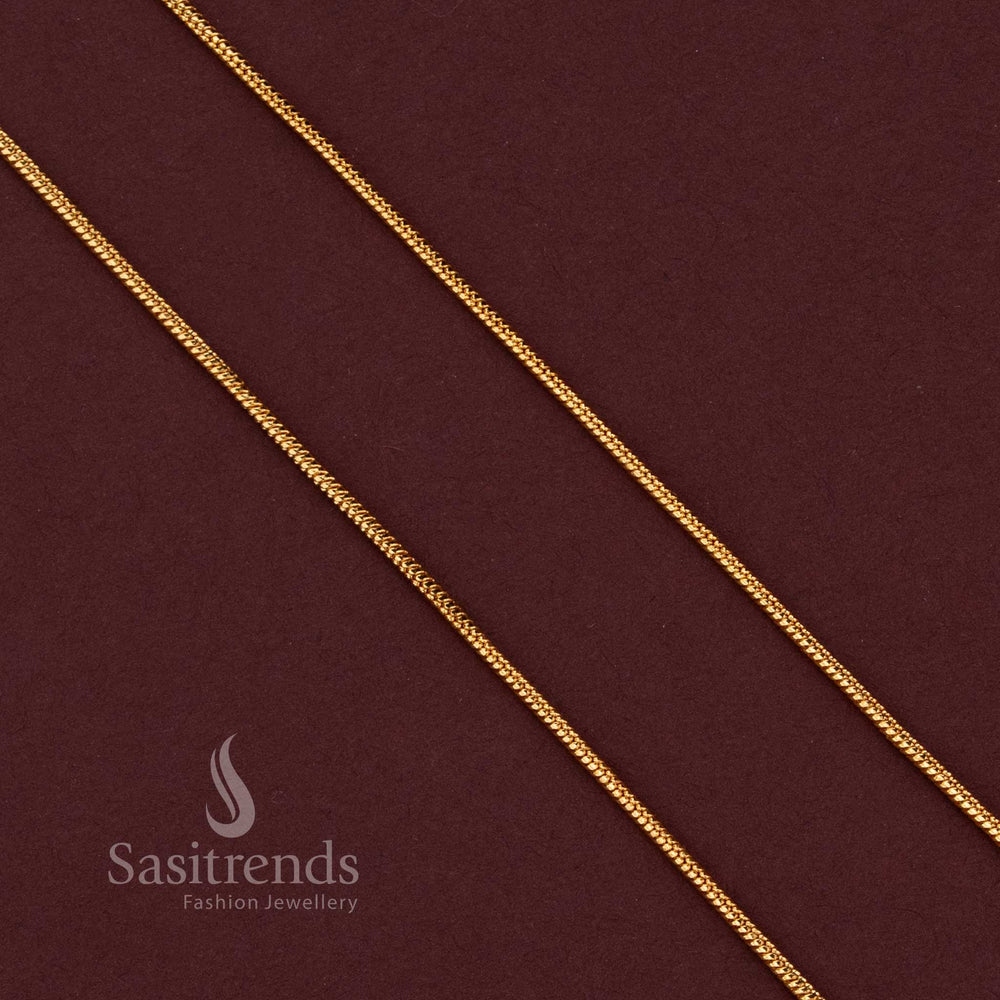 Traditional Micro Gold Plated Spiral Twist Chain with Gold-Toned Textured Detailing for Everyday and Ethnic Wear - Sasitrends