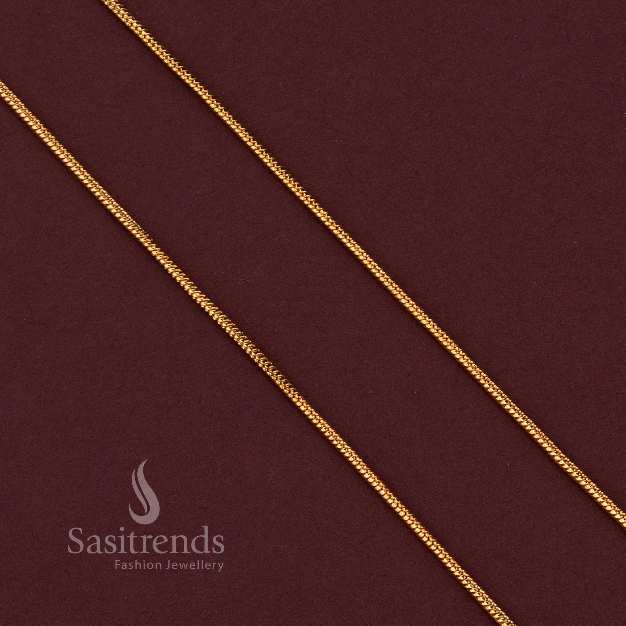 Traditional Micro Gold Plated Spiral Twist Chain with Gold-Toned Textured Detailing for Everyday and Ethnic Wear - Sasitrends