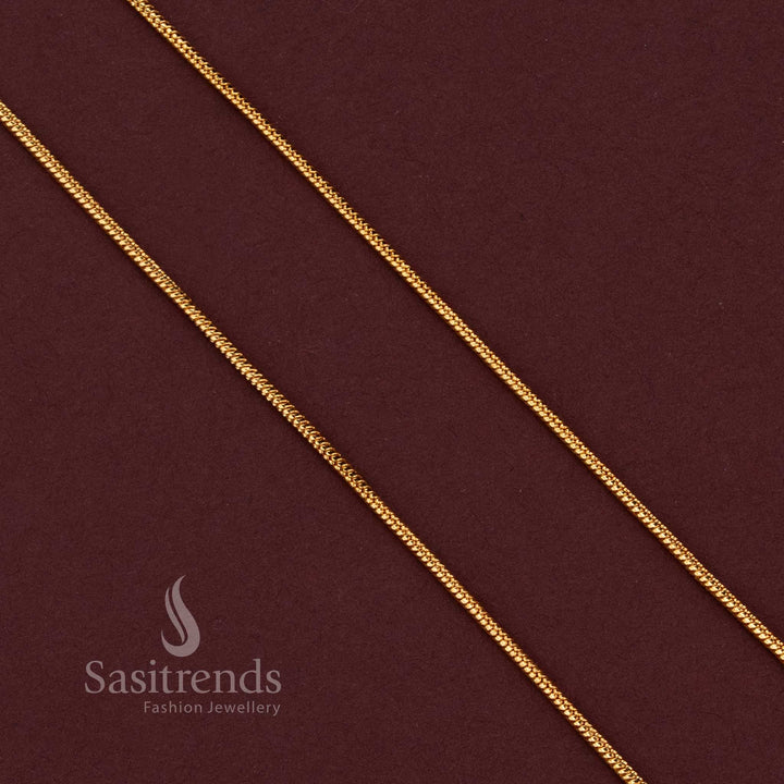 Traditional Micro Gold Plated Spiral Twist Chain with Gold-Toned Textured Detailing for Everyday and Ethnic Wear - Sasitrends