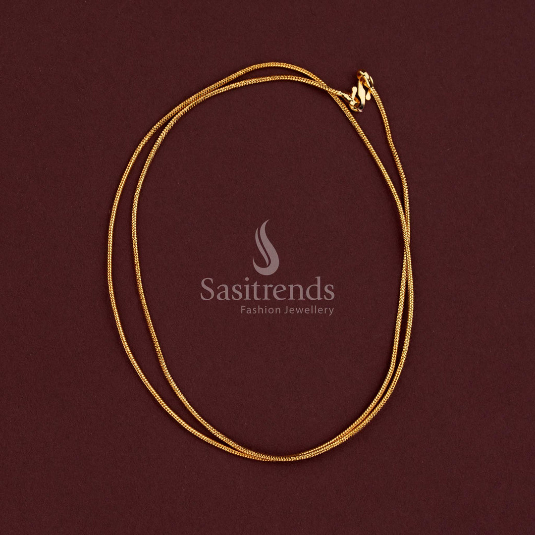 Elegant Micro Gold Plated 18-Inch Chain with Spiral Twist Pattern and Diagonal Textured Ridges - Sasitrends