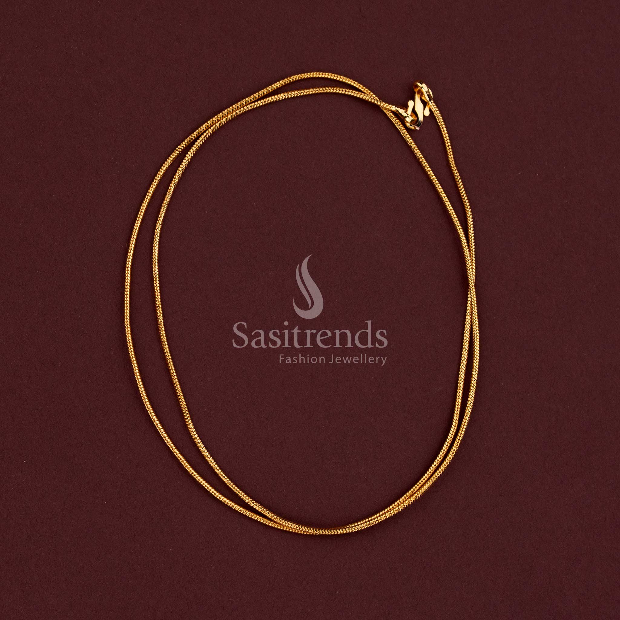 Elegant Micro Gold Plated 18-Inch Chain with Spiral Twist Pattern and Diagonal Textured Ridges - Sasitrends