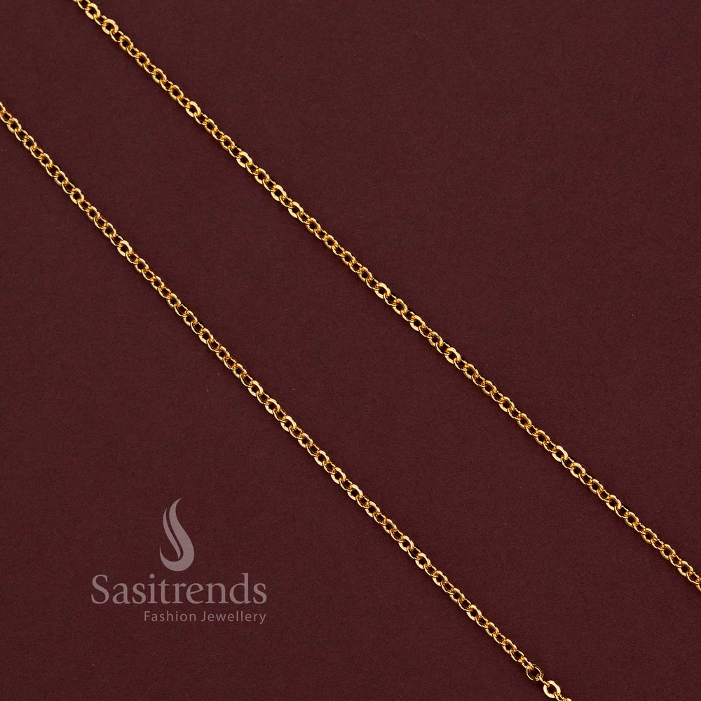 Traditional Micro Gold Plated Oval Link Chain with Connected Polished Links for Everyday and Ethnic Styling - Sasitrends