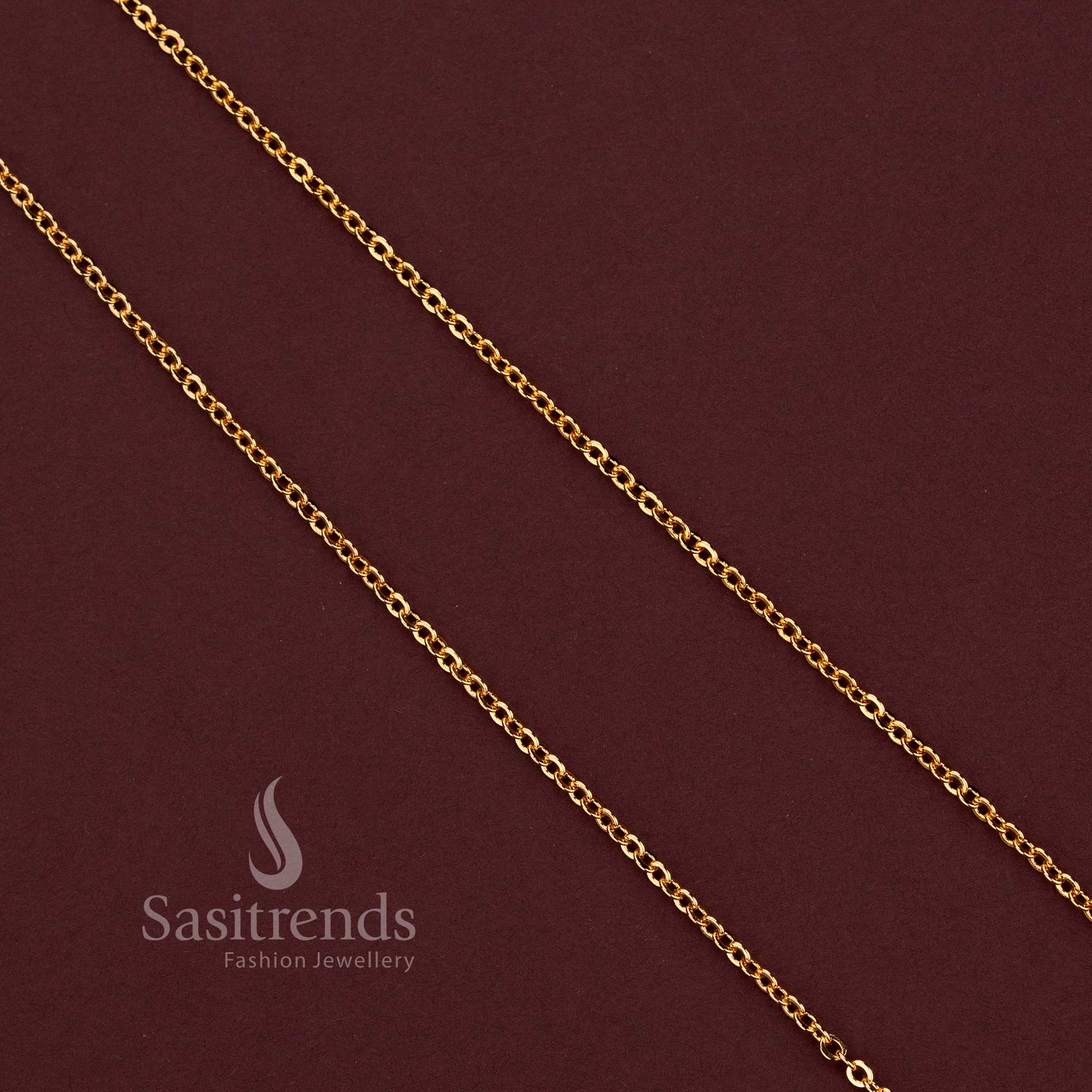 Traditional Micro Gold Plated Oval Link Chain with Connected Polished Links for Everyday and Ethnic Styling - Sasitrends