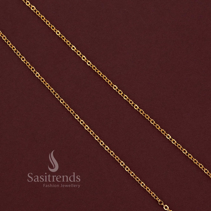 Traditional Micro Gold Plated Oval Link Chain with Connected Polished Links for Everyday and Ethnic Styling - Sasitrends