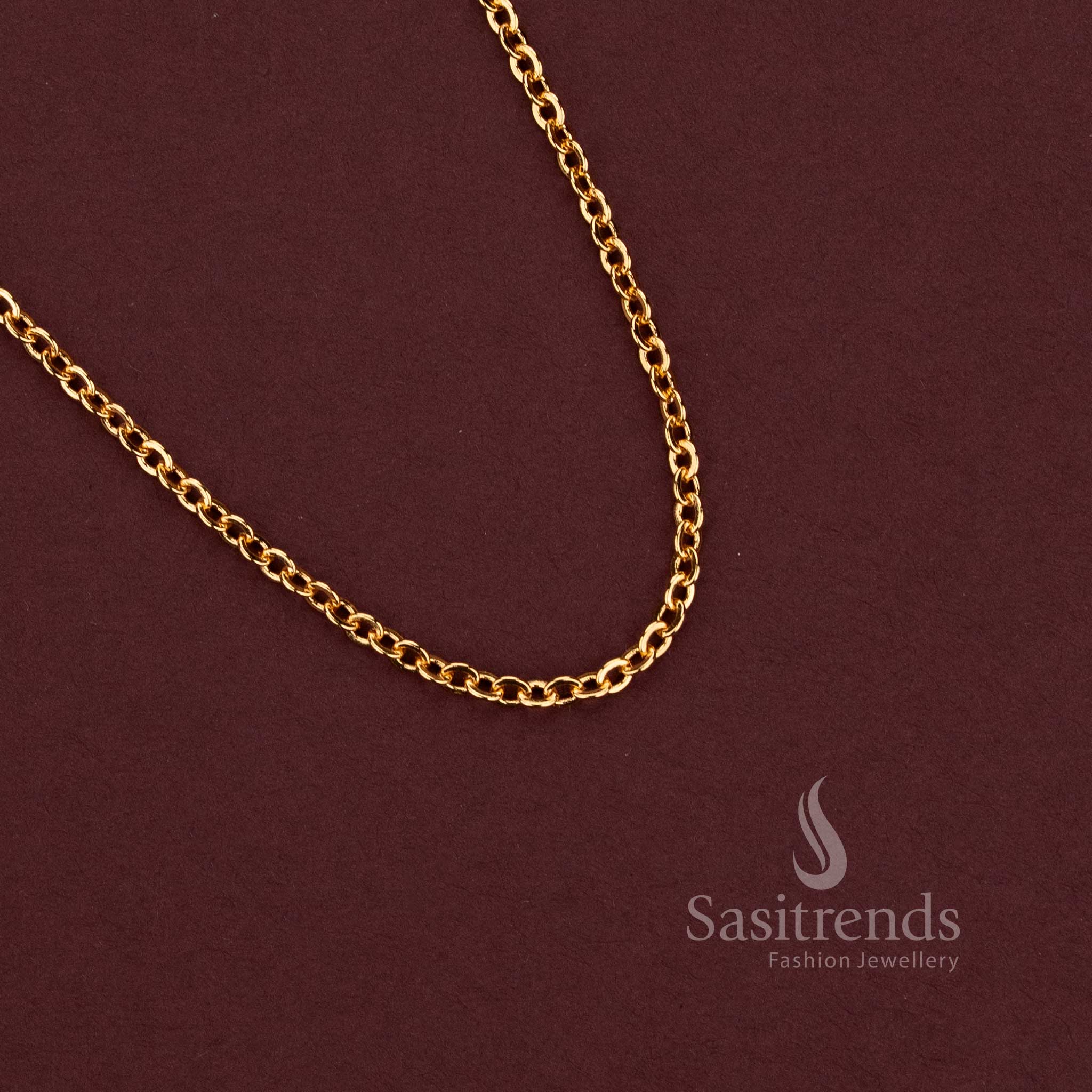 Traditional Micro Gold Plated Oval Link Chain with Connected Polished Links for Everyday and Ethnic Styling - Sasitrends