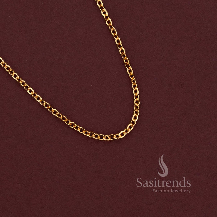Traditional Micro Gold Plated Oval Link Chain with Connected Polished Links for Everyday and Ethnic Styling - Sasitrends
