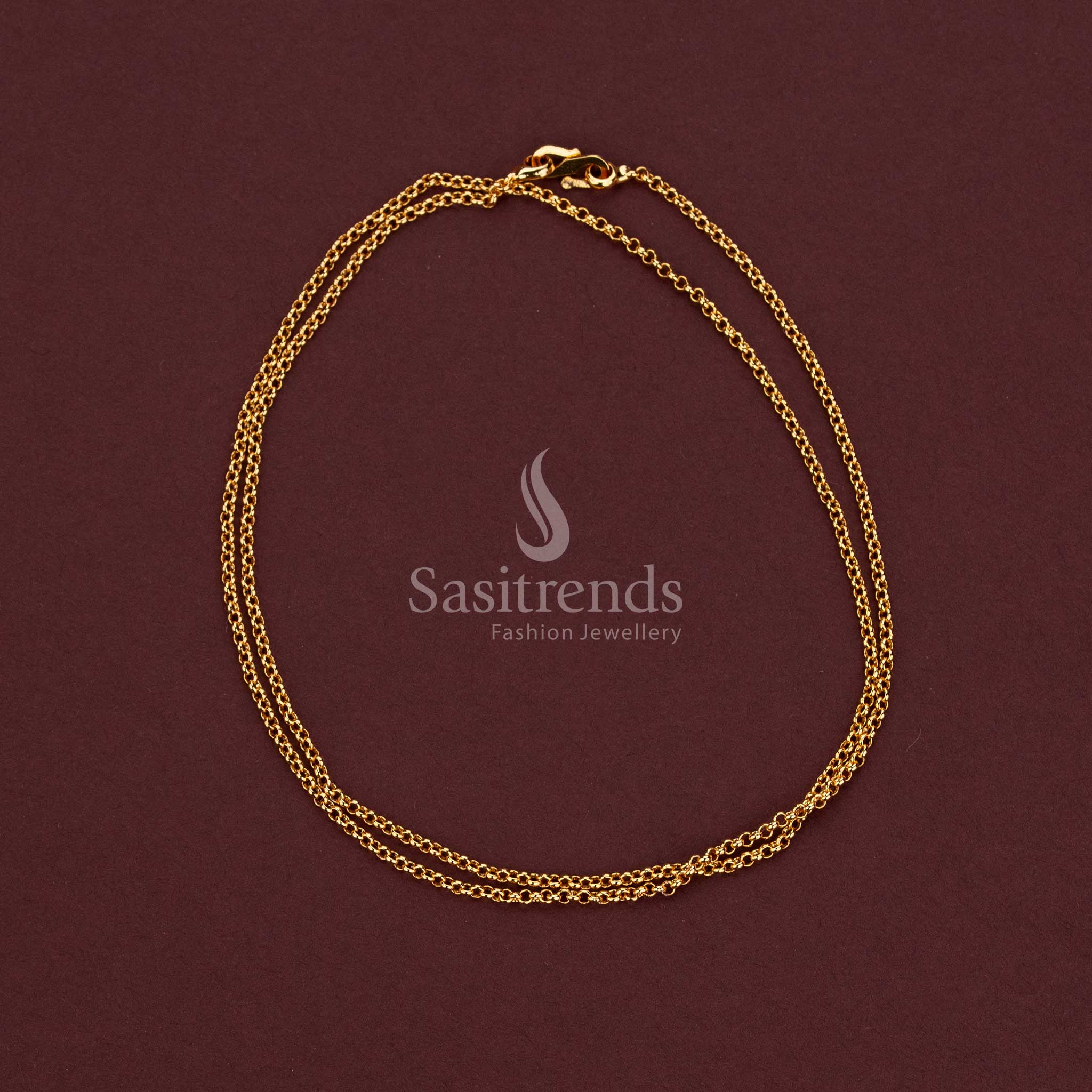 Micro Gold Plated Oval Interlocking Chain for Daily and Traditional Wear - Sasitrends
