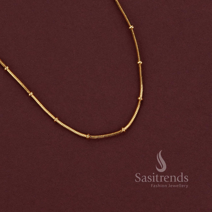 Micro Gold Plated Textured Chain for Silk Sarees, Kurtis, Pendant Styling and Festive Wear - Sasitrends