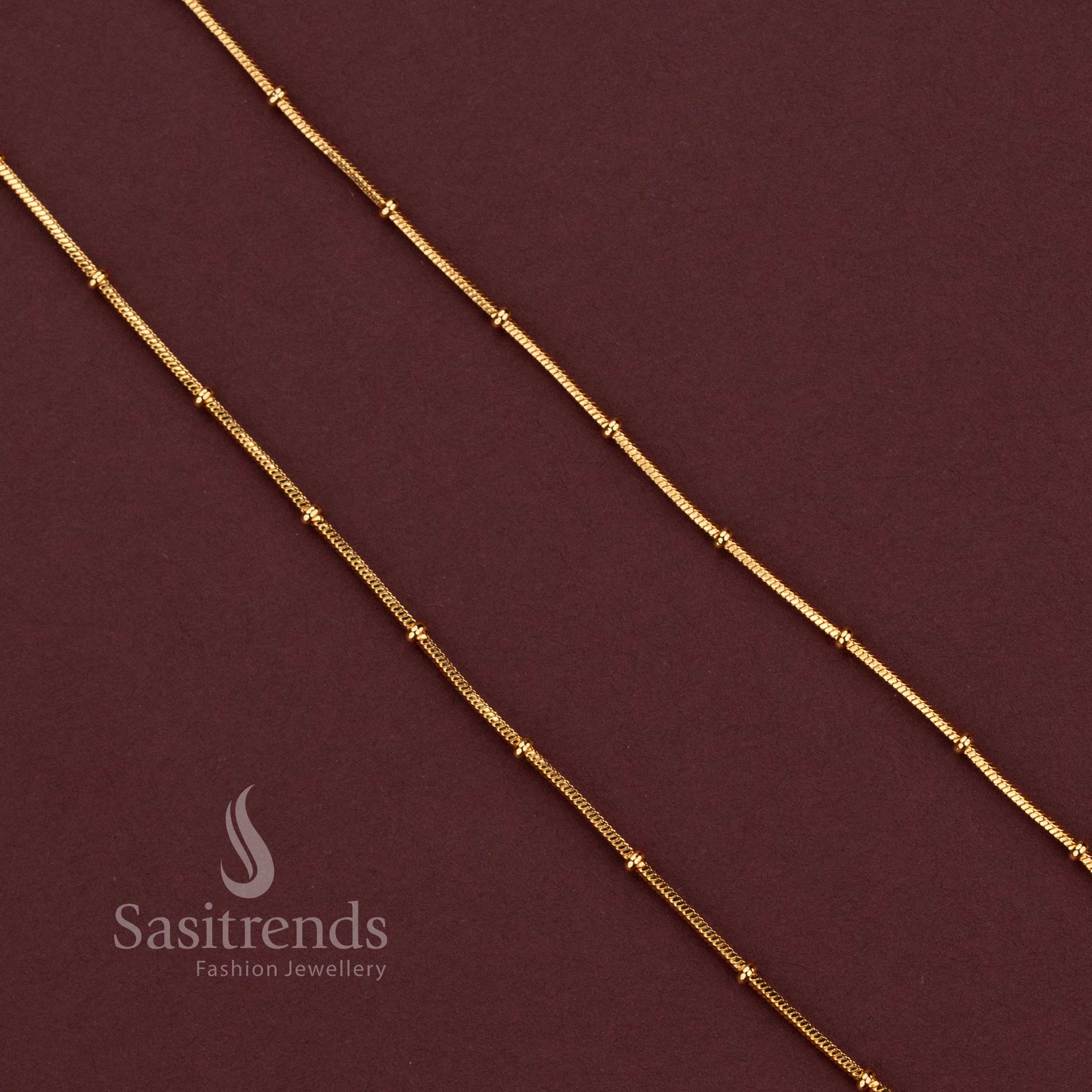 Traditional Micro Gold Plated 18-Inch Chain with Fine Textured Links and Repeating Decorative Accents for Ethnic Styling - Sasitrends
