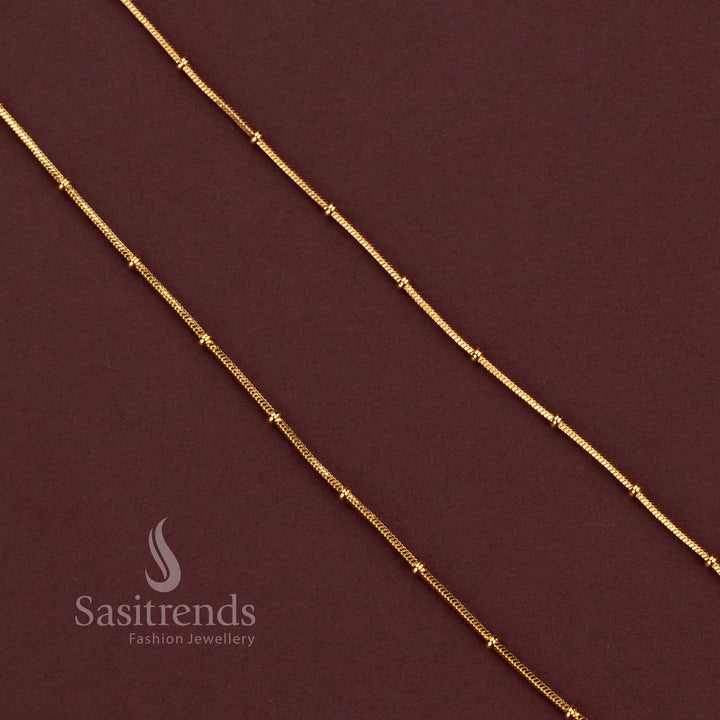 Traditional Micro Gold Plated 18-Inch Chain with Fine Textured Links and Repeating Decorative Accents for Ethnic Styling - Sasitrends