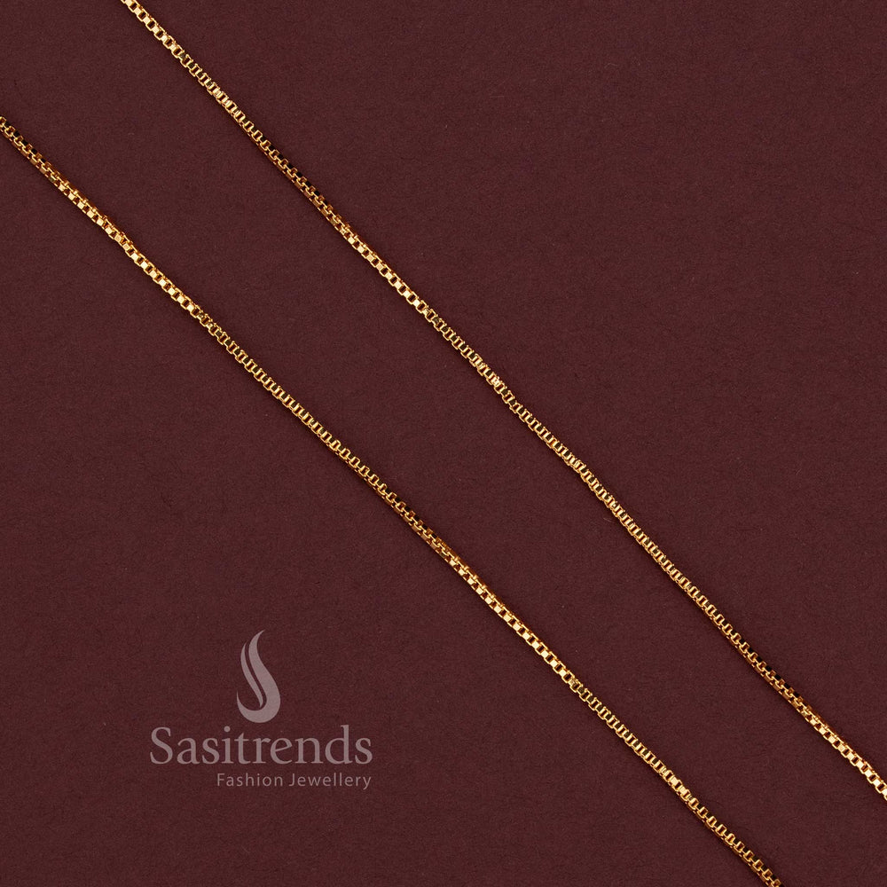Micro Gold Plated Box Chain for Silk Sarees, Kurtis, Pendant Styling and Festive Wear - Sasitrends