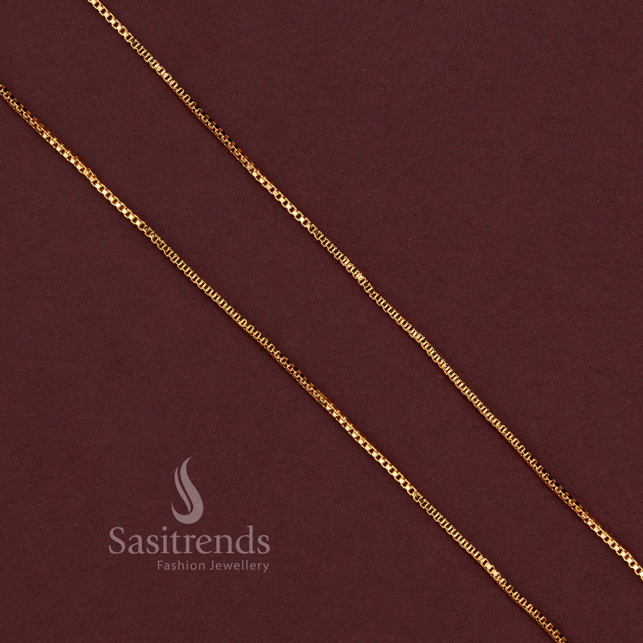 Micro Gold Plated Box Chain for Silk Sarees, Kurtis, Pendant Styling and Festive Wear - Sasitrends