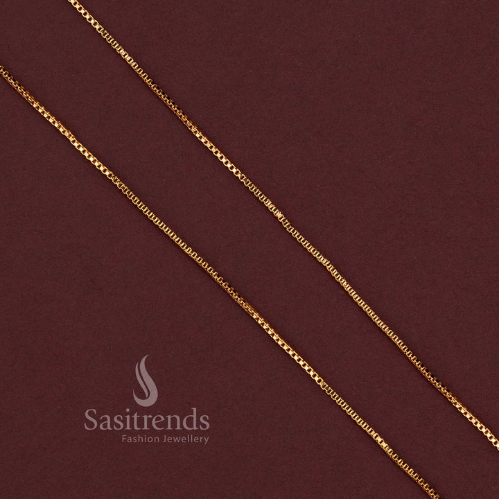 Micro Gold Plated Box Chain for Silk Sarees, Kurtis, Pendant Styling and Festive Wear - Sasitrends