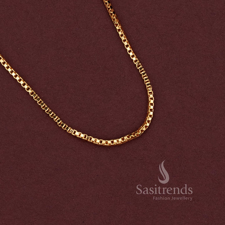 Traditional Micro Gold Plated Square Link Chain for Everyday Outfits, Ethnic Wear and Special Occasions - Sasitrends
