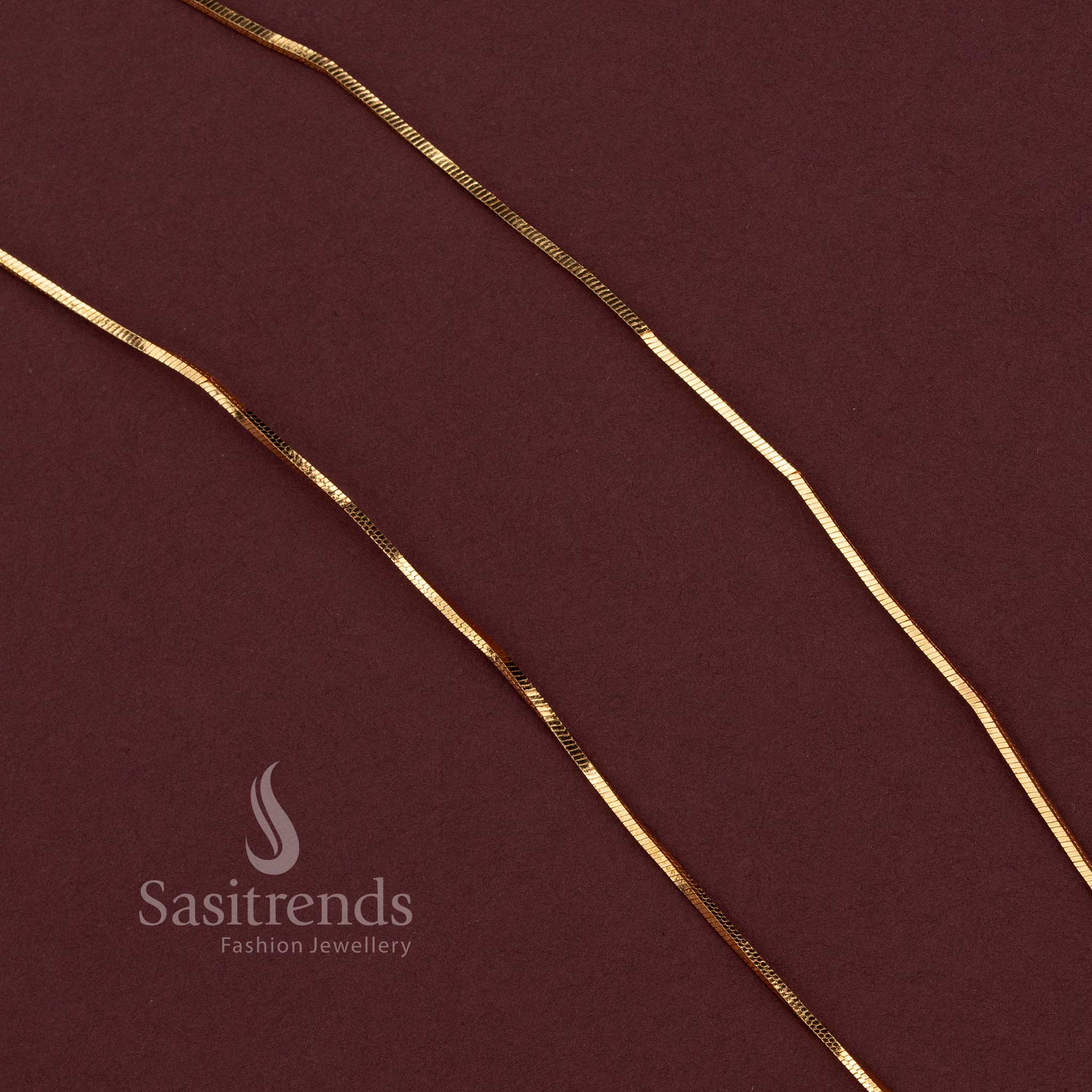 Micro Gold Plated Sleek Chain for Silk Sarees, Kurtis, Pendant Styling and Festive Wear - Sasitrends