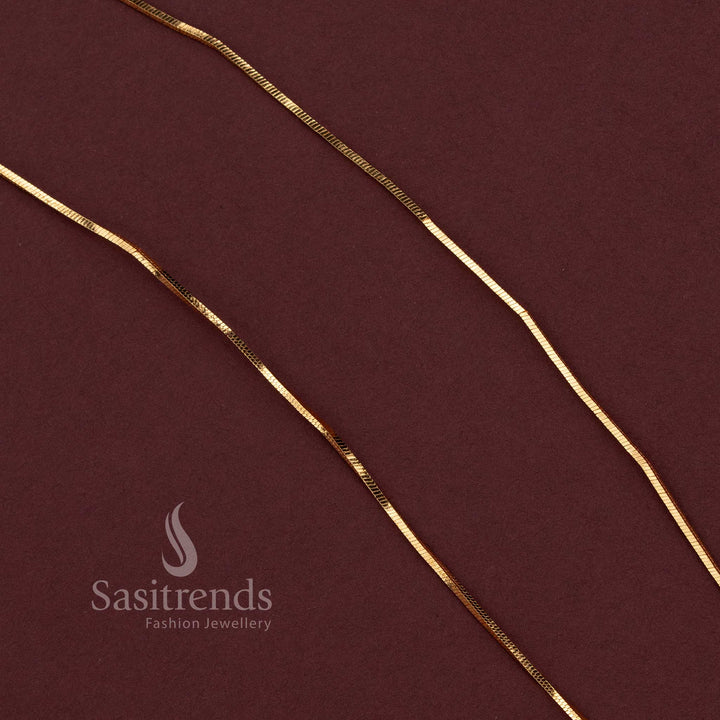 Micro Gold Plated Sleek Chain for Silk Sarees, Kurtis, Pendant Styling and Festive Wear - Sasitrends