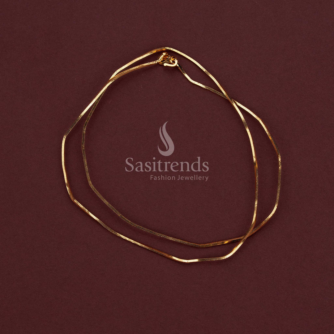 Traditional Micro Gold Plated Sleek Necklace Chain for Everyday Outfits, Ethnic Wear and Special Occasions - Sasitrends