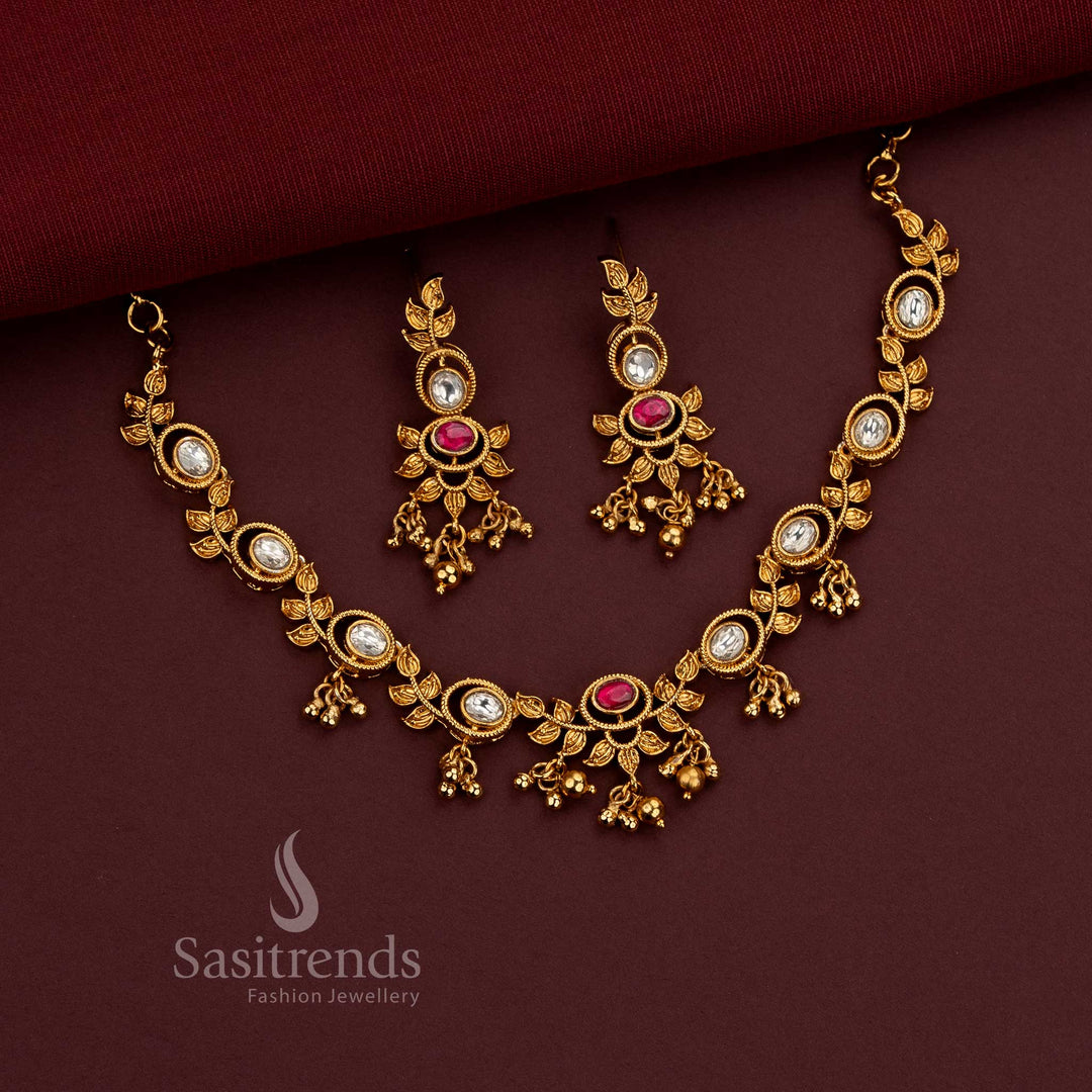 Designer Kundan AD Stone Necklace Set for Weddings, Bridal Functions and Festive Celebrations - Sasitrends