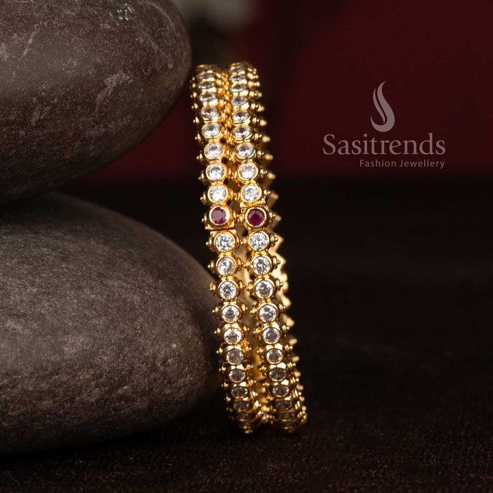 Traditional Micro Gold Plated Kada Bracelet for Silk Sarees, Weddings and Ethnic Outfits - Sasitrends