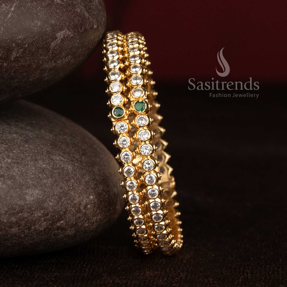 Traditional Micro Gold Plated Kada Bracelet for Silk Sarees, Weddings and Ethnic Outfits - Sasitrends