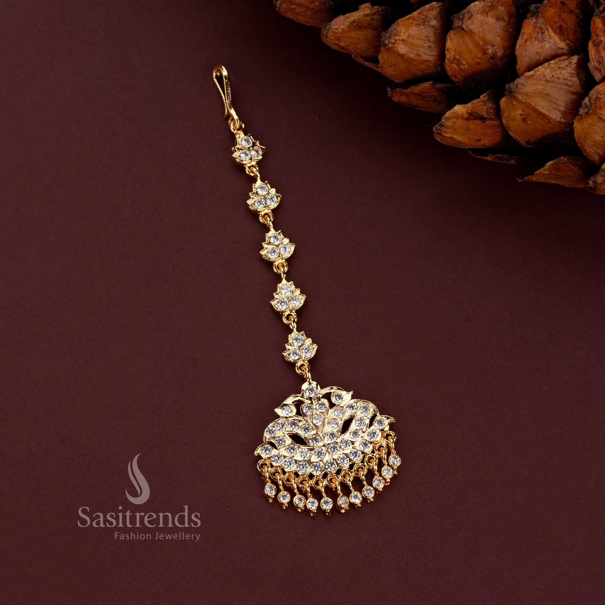 Impon Bridal Tikka Accessory for Kanjeevaram Silk Sarees and Wedding Hairstyles - Sasitrends