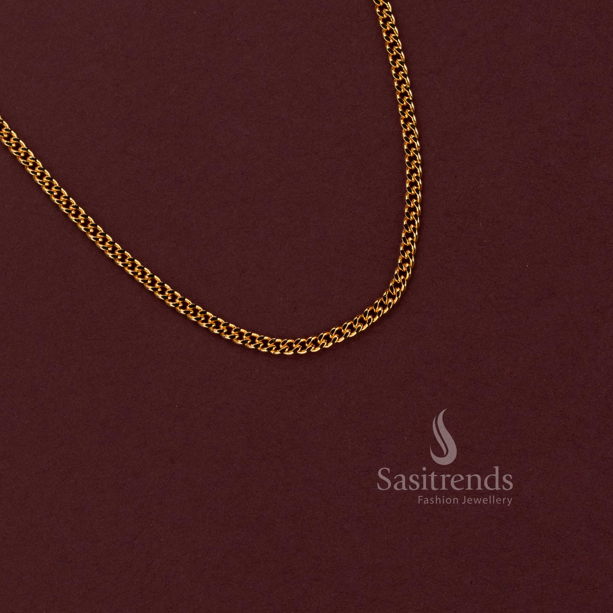 Traditional Micro Gold Plated Elongated Link Chain for Sarees, Kurtis and Ethnic Outfits - Sasitrends