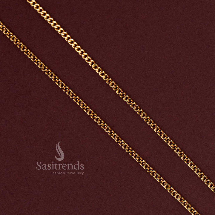 Elegant Micro Gold Plated Chain Featuring Slim Rectangular Links and Intricate Connections - Sasitrends