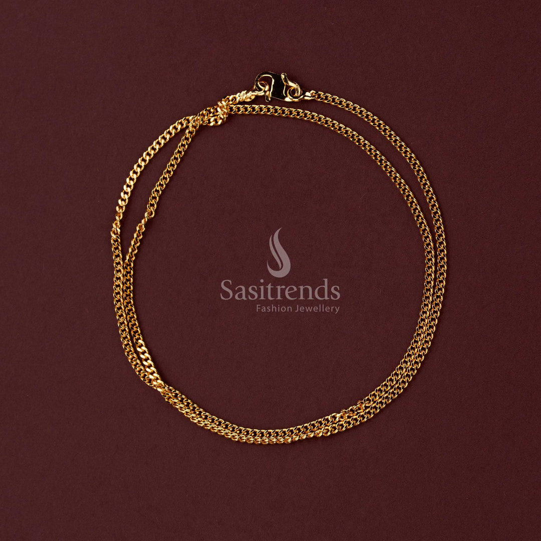 Elegant Micro Gold Plated Chain Featuring Slim Rectangular Links and Intricate Connections - Sasitrends