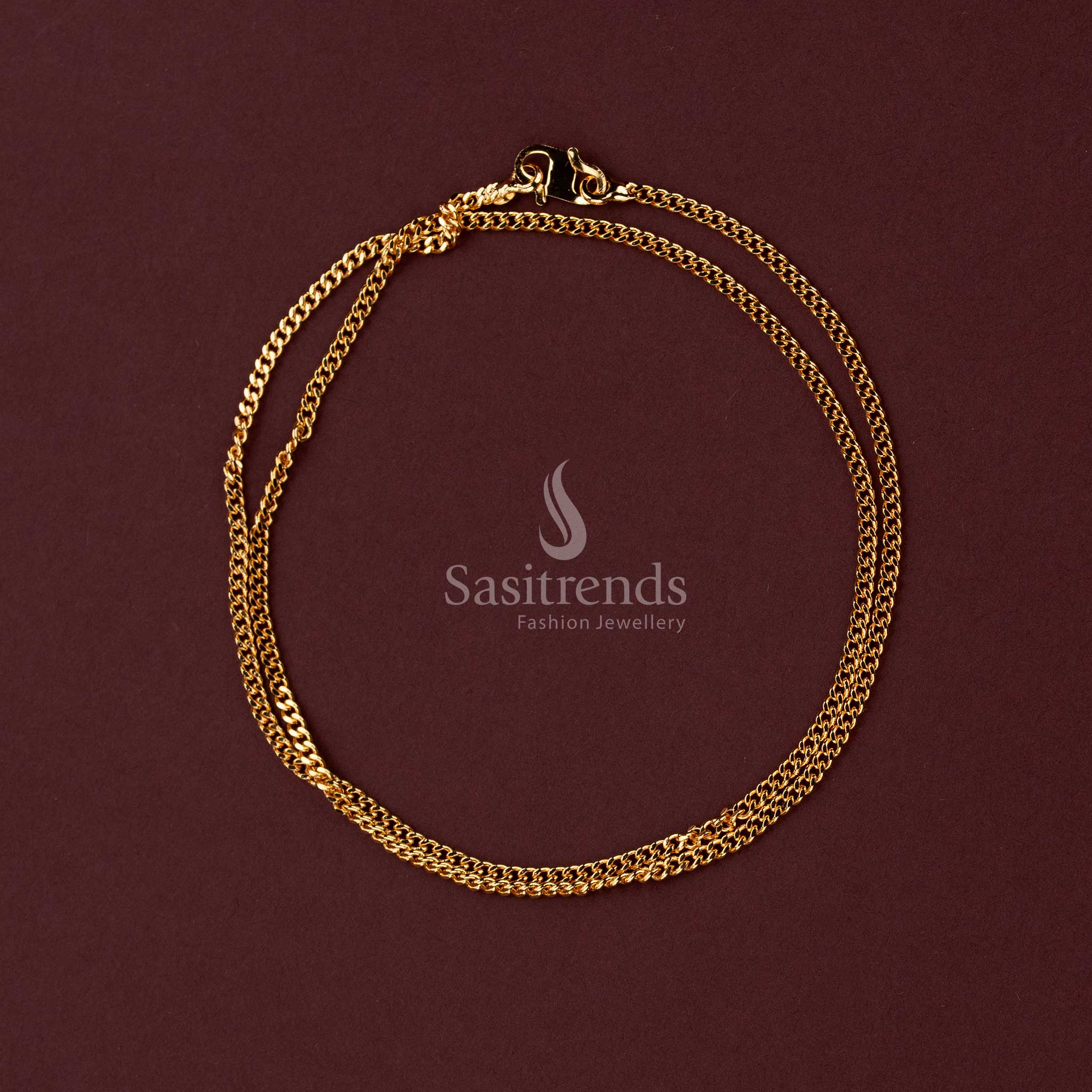 Elegant Micro Gold Plated Chain Featuring Slim Rectangular Links and Intricate Connections - Sasitrends
