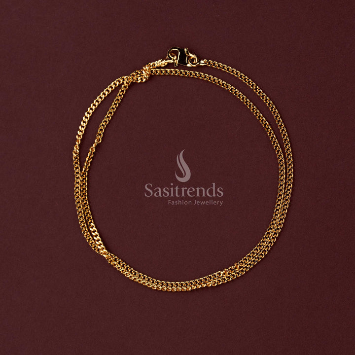 Elegant Micro Gold Plated Chain Featuring Slim Rectangular Links and Intricate Connections - Sasitrends