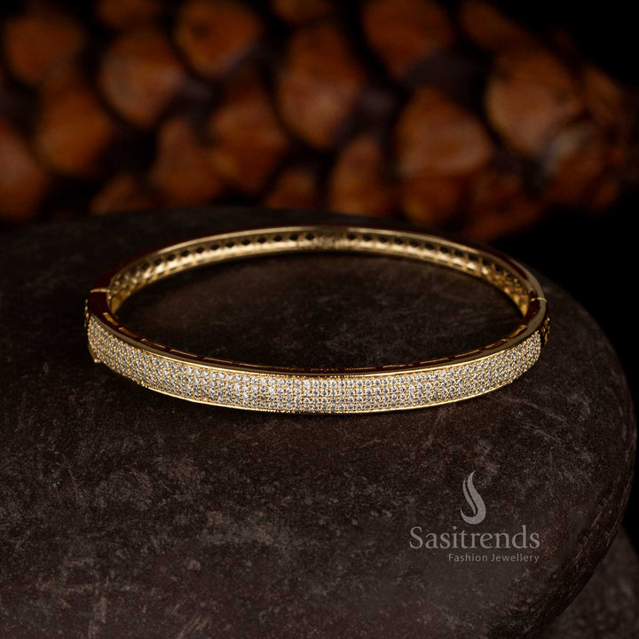 Micro Gold Plated American Diamond Openable Bracelet for Women with Elegant Gold-Toned Finish - Sasitrends