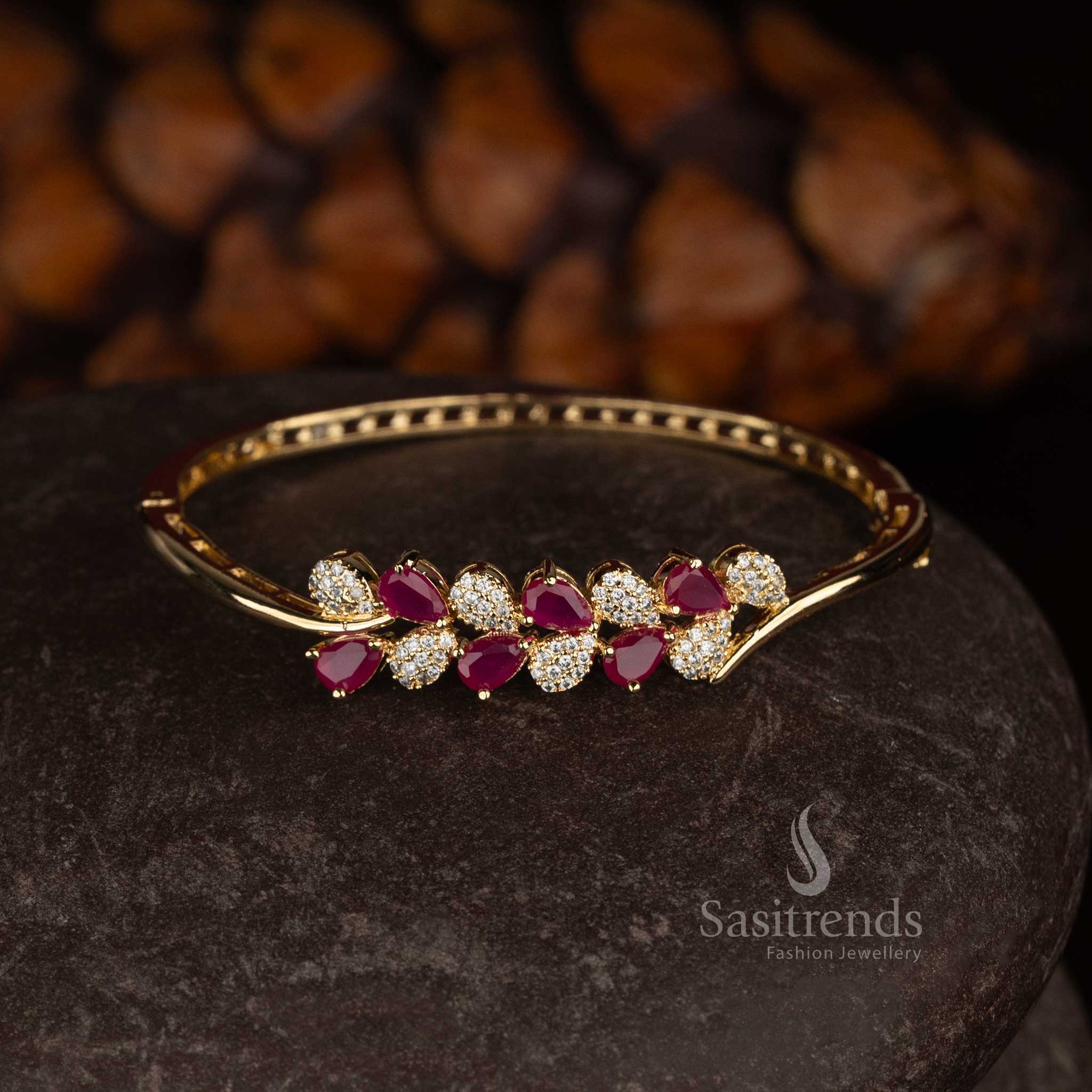 Stylish Micro Gold Plated American Diamond Bracelet for Weddings, Engagements and Special Celebrations - Sasitrends