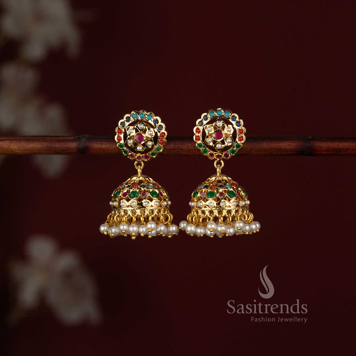 Traditional 24K Micro Gold Plated Punjabi Jhumka Earrings for Bridal Wear, Weddings and Festive Celebrations - Sasitrends 