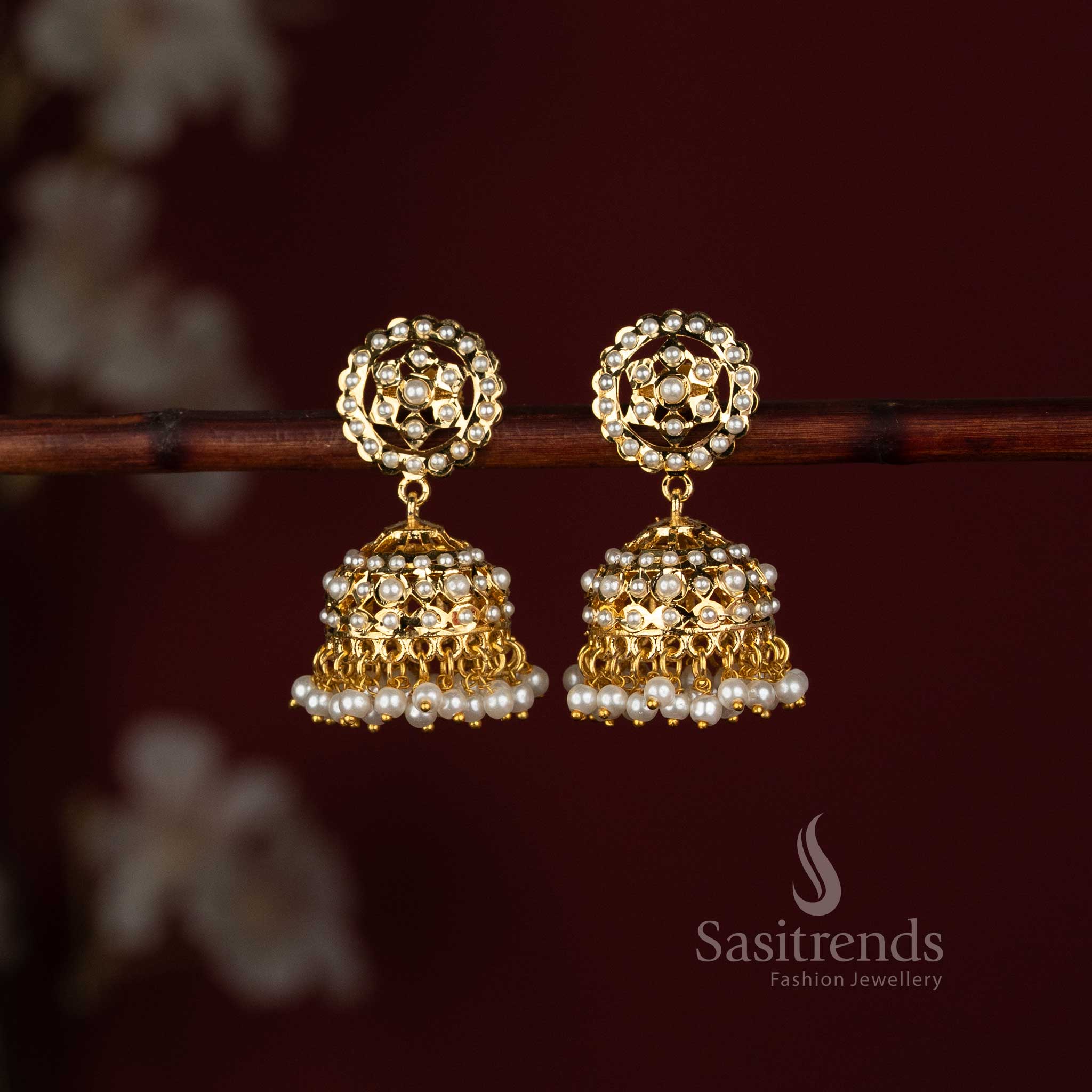 Traditional 24K Micro Gold Plated Punjabi Jhumka Earrings for Bridal Wear, Weddings and Festive Celebrations - Sasitrends 