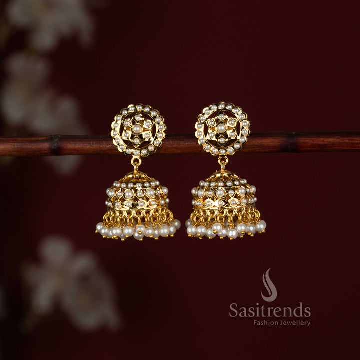 Traditional 24K Micro Gold Plated Punjabi Jhumka Earrings for Bridal Wear, Weddings and Festive Celebrations - Sasitrends 