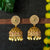 Elegant Brass Jhumka Earrings: Stunning AD Stone Details and Lustrous Hangings