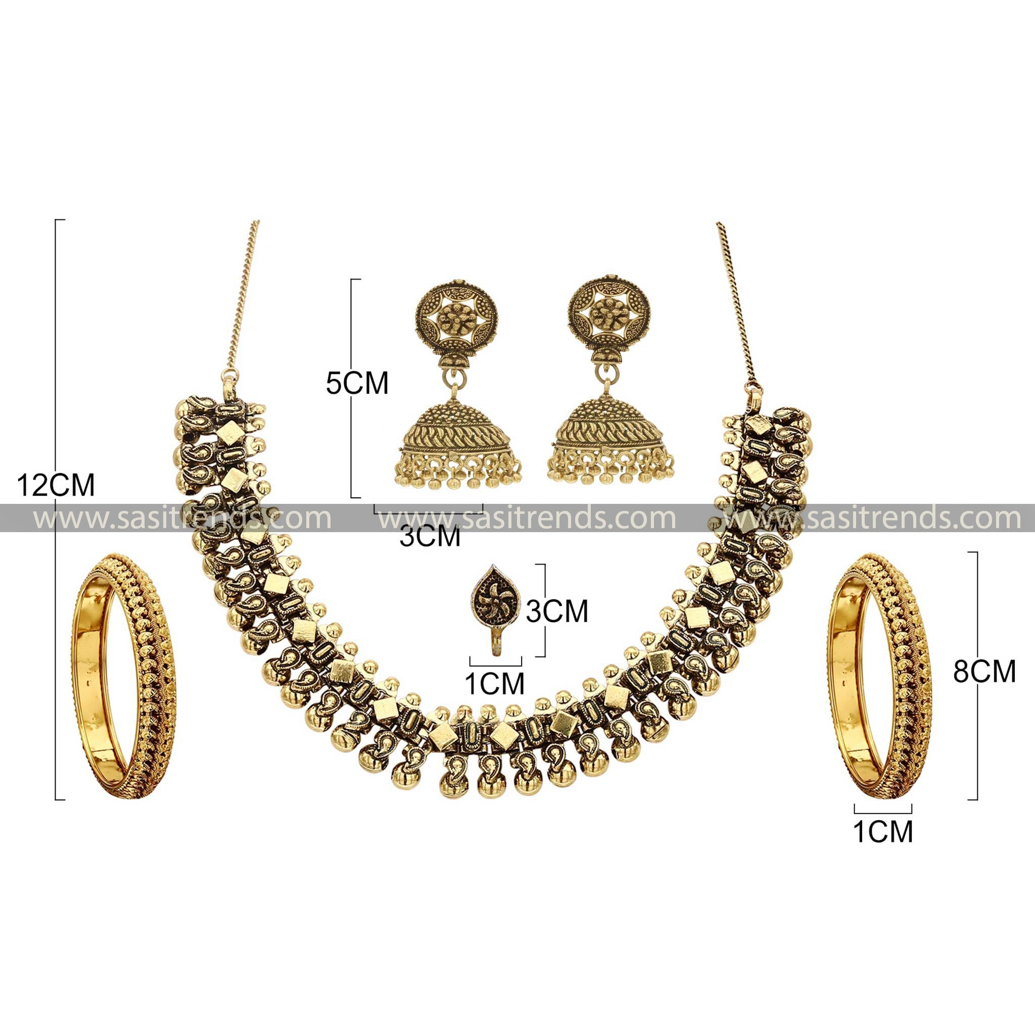 Regal Antique Gold Haara Jewellery Set Traditional Design Measurement Details Sasitrends
