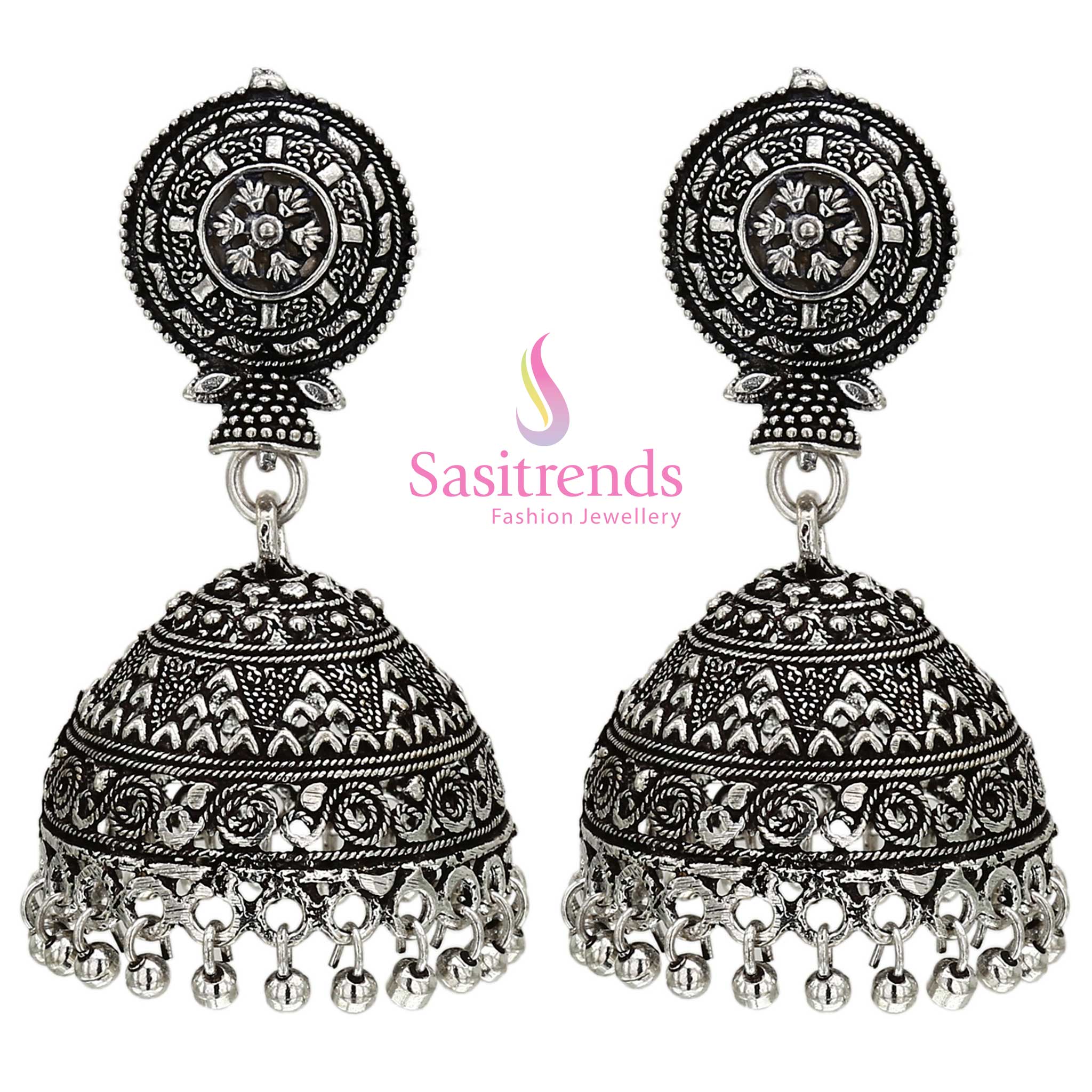 Heritage glory Niranjana traditional matte gold plated temple style jhumka earrings featuring intricate floral motifs and graceful drop embellishments – ideal festive wear jewellery with timeless ethnic beauty – Sasitrends