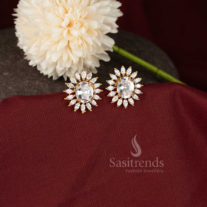 American Diamond white stone gold plated party wear- Sasitrends