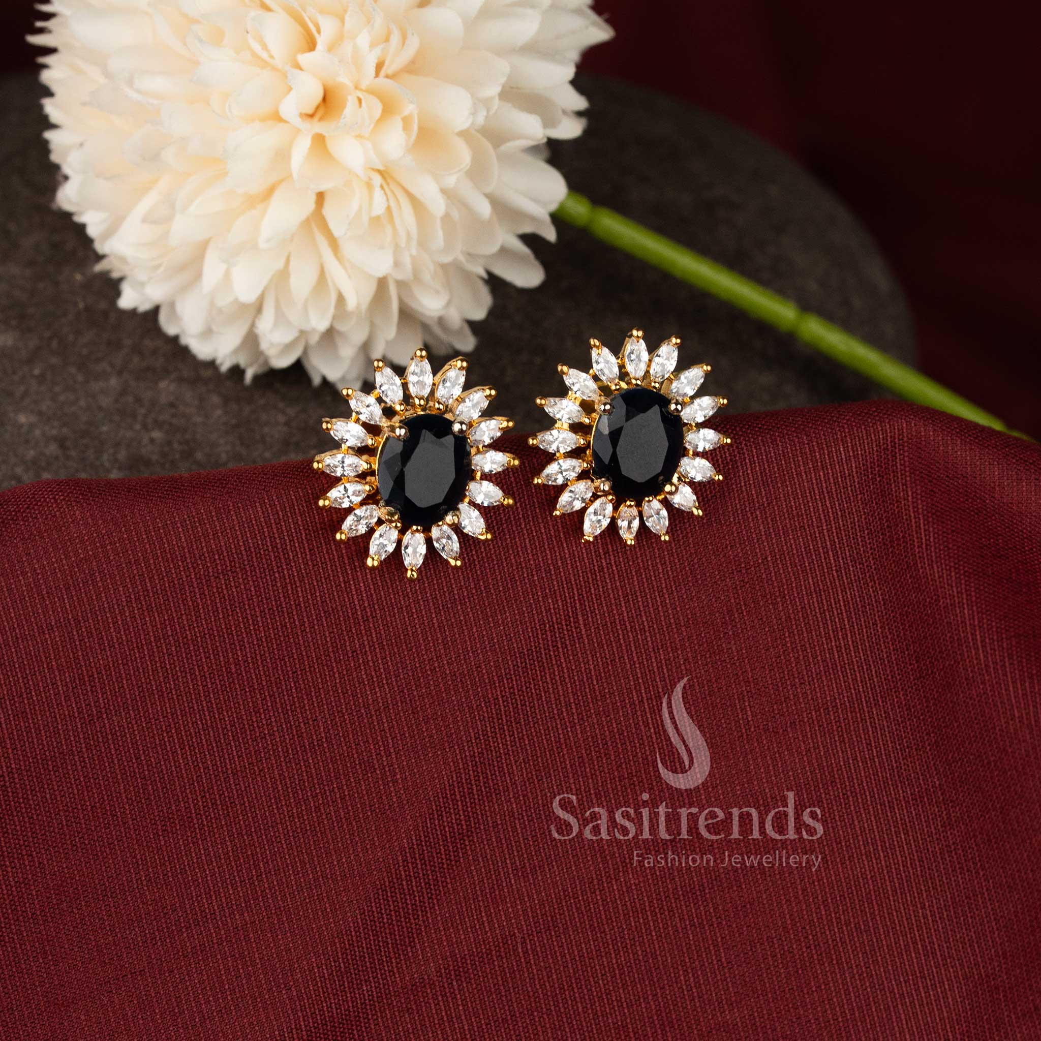 American Diamond white stone gold plated party wear- Sasitrends