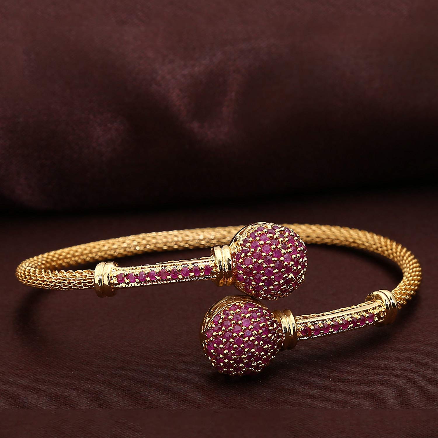 Guaranteed one gram micro gold plated ruby AD stone bracelet - Sasitrends
