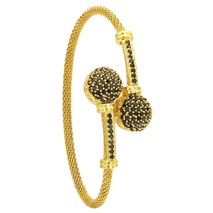 Guaranteed real gold look one gram micro gold plated black AD stone bracelet - Sasitrends