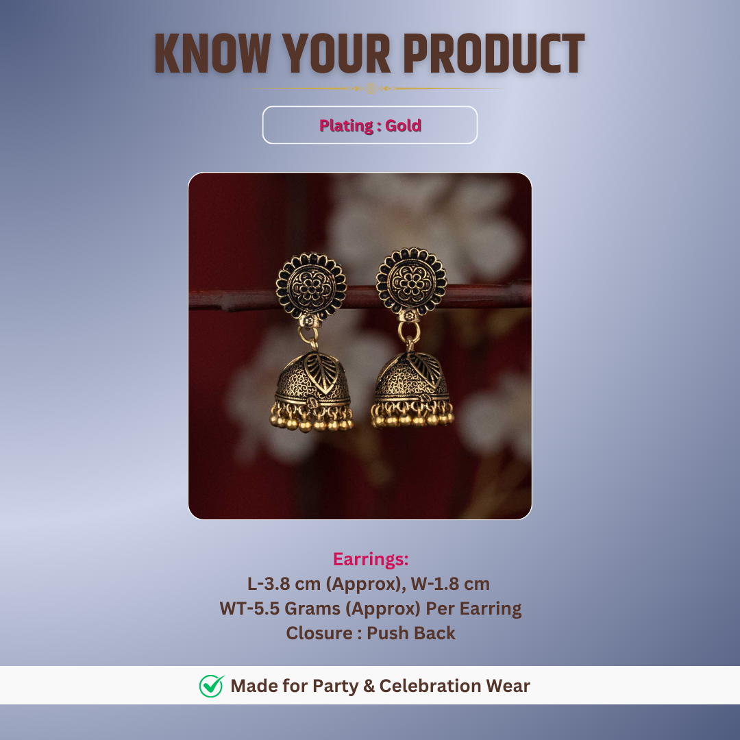 Oxidised jhumka measurement image - Sasitrends