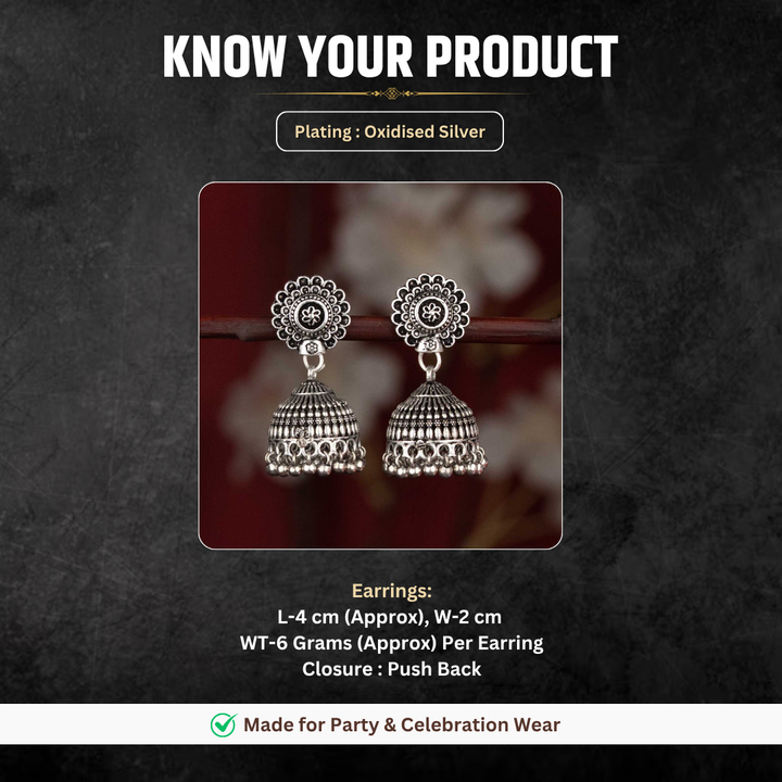 Oxidised jhumka measurement image - Sasitrends