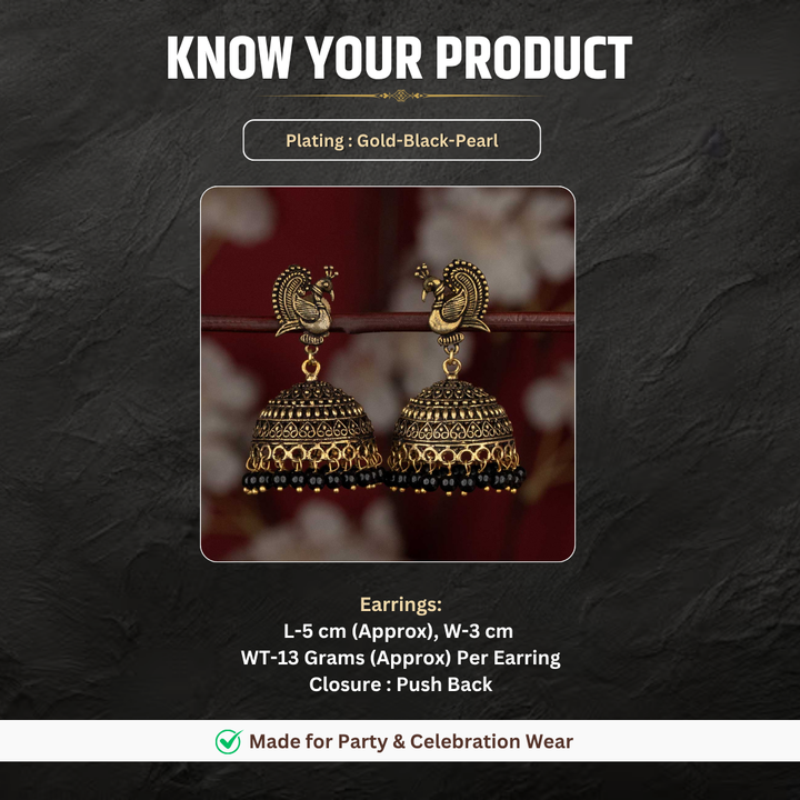 Oxidised jhumka measurement image - Sasitrends