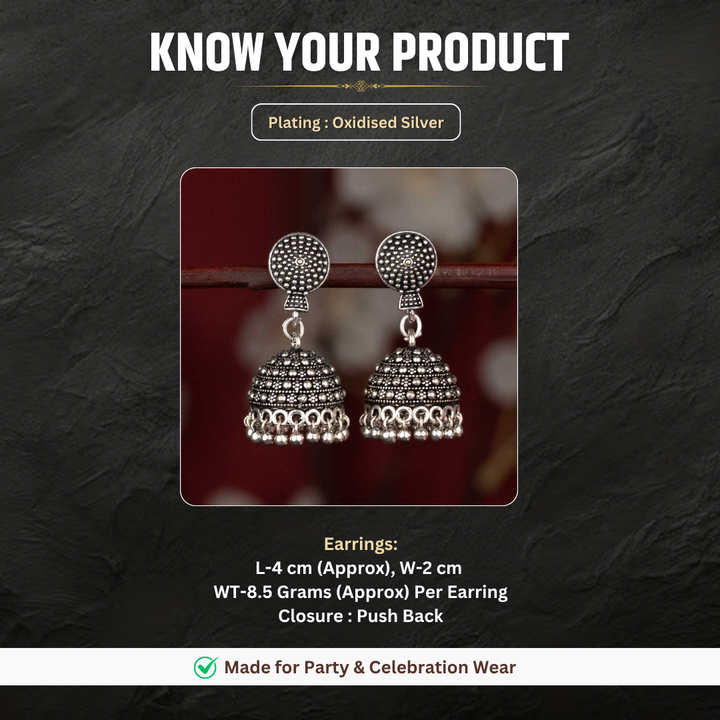 Oxidised jhumka measurement image - Sasitrends