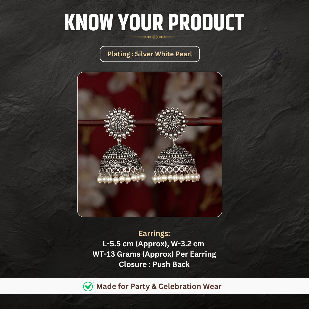 Oxidised earrings measurement image - Sasitrends