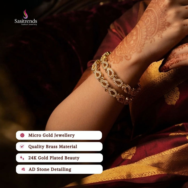 Guaranteed Micro gold plated AD stone bangles model image - Sasitrends