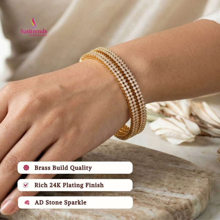 Guaranteed Micro gold plated AD stone bangles - Sasitrends